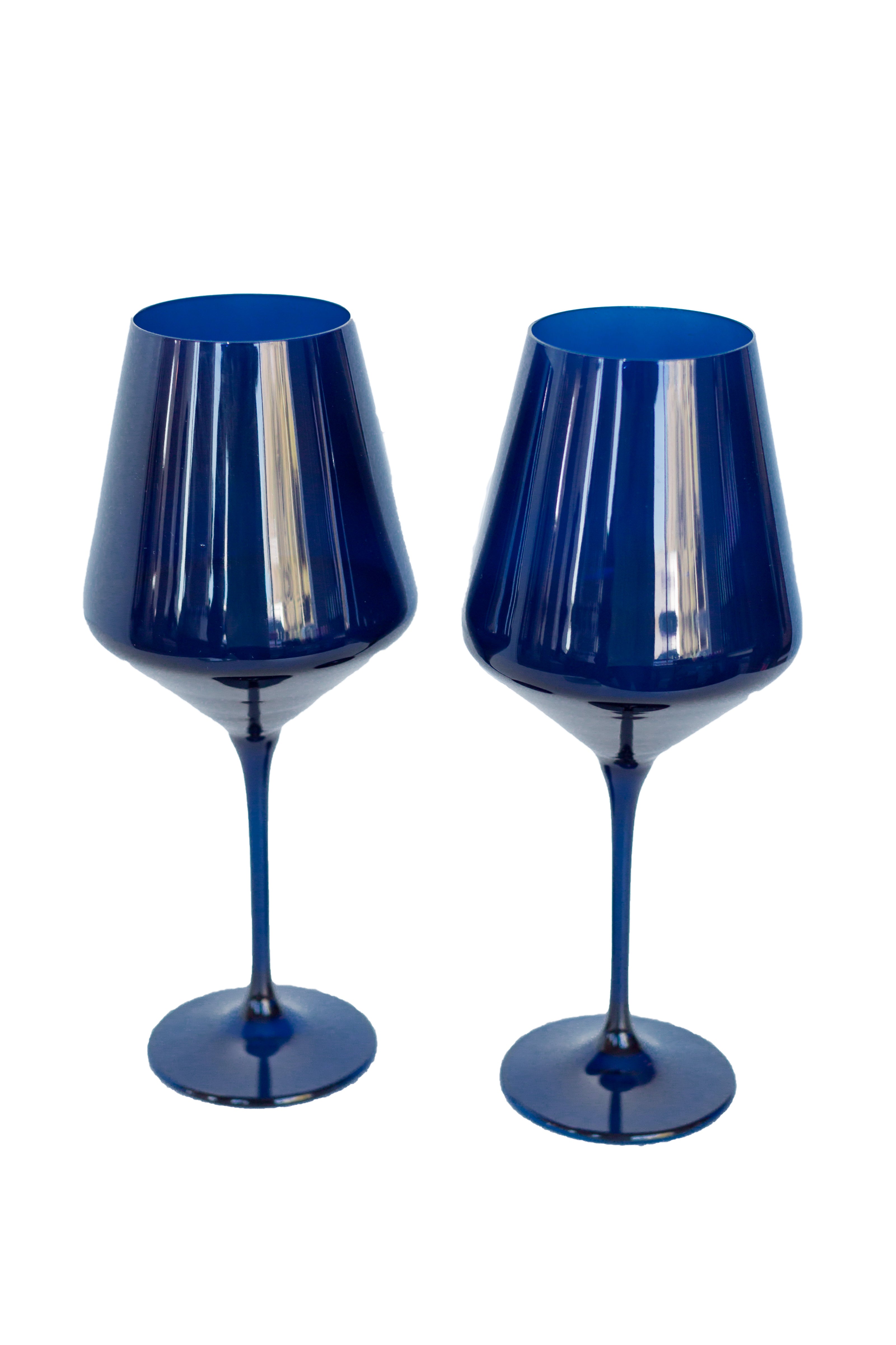 Sleek Modern Wide-Bowl Stemmed Wine Glass Set of 2