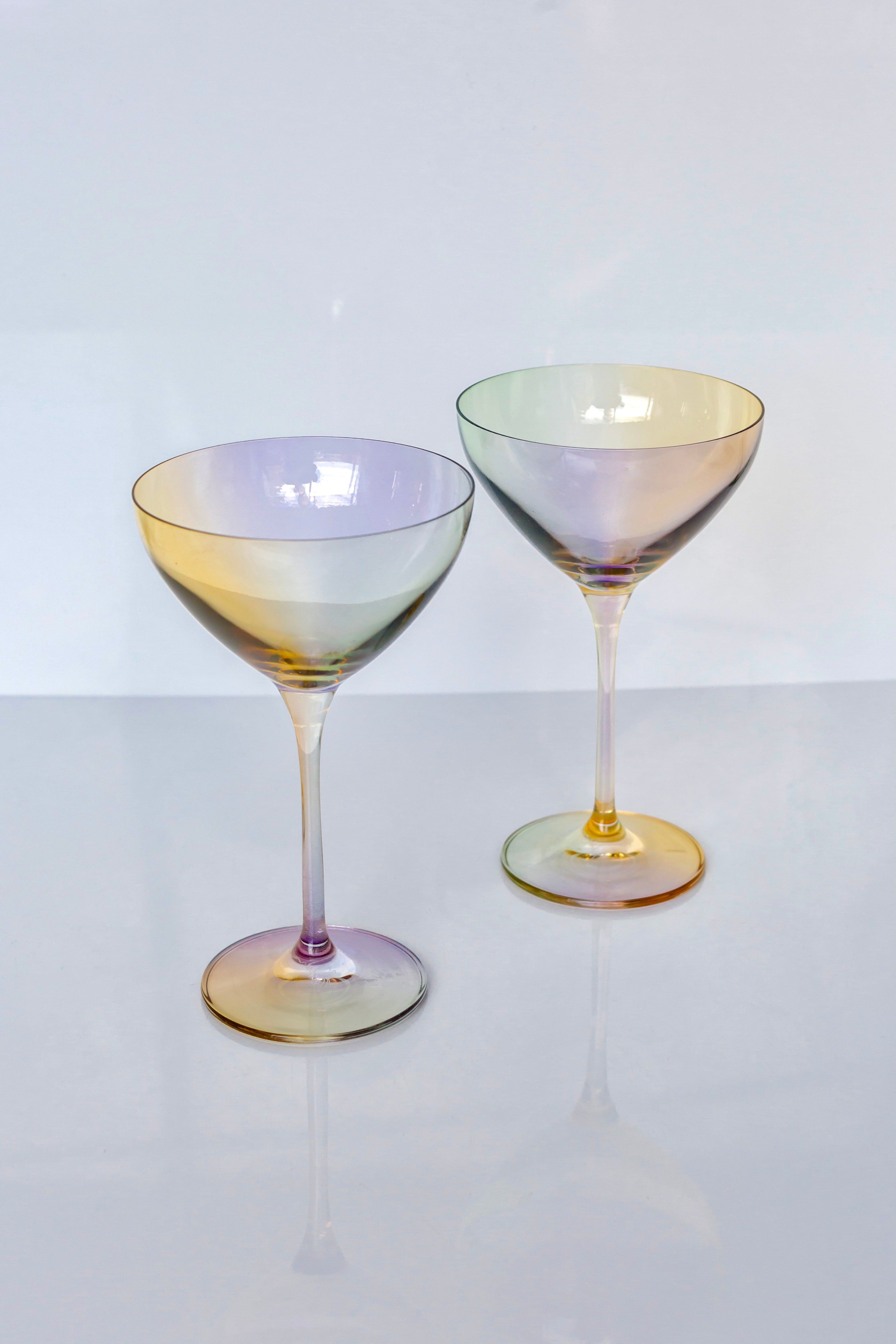 Smooth-curved Iridescent Martini Glass Set of 2