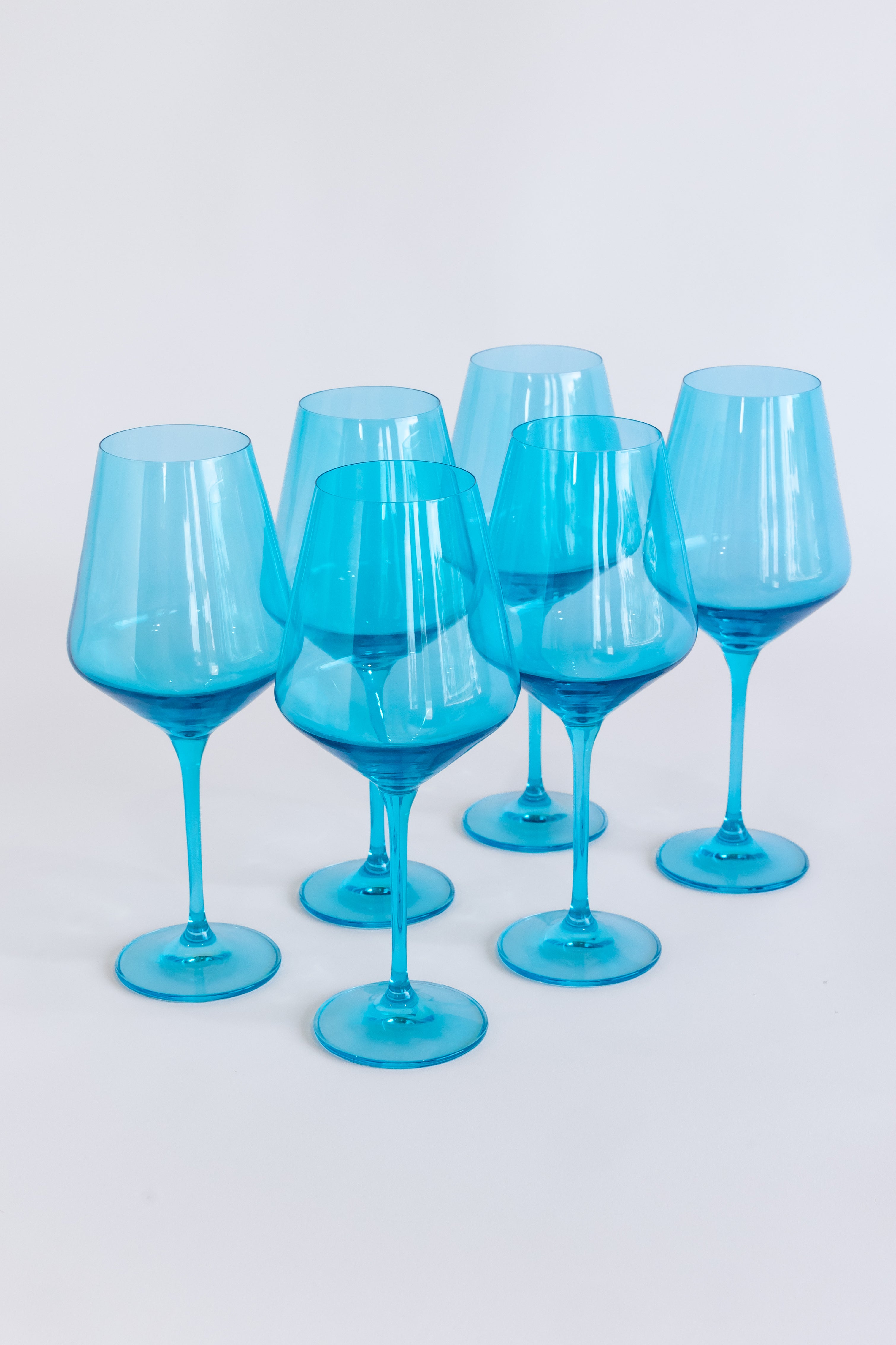 Flared-Bowl Minimalist Stemmed Wine Glass Set of 6