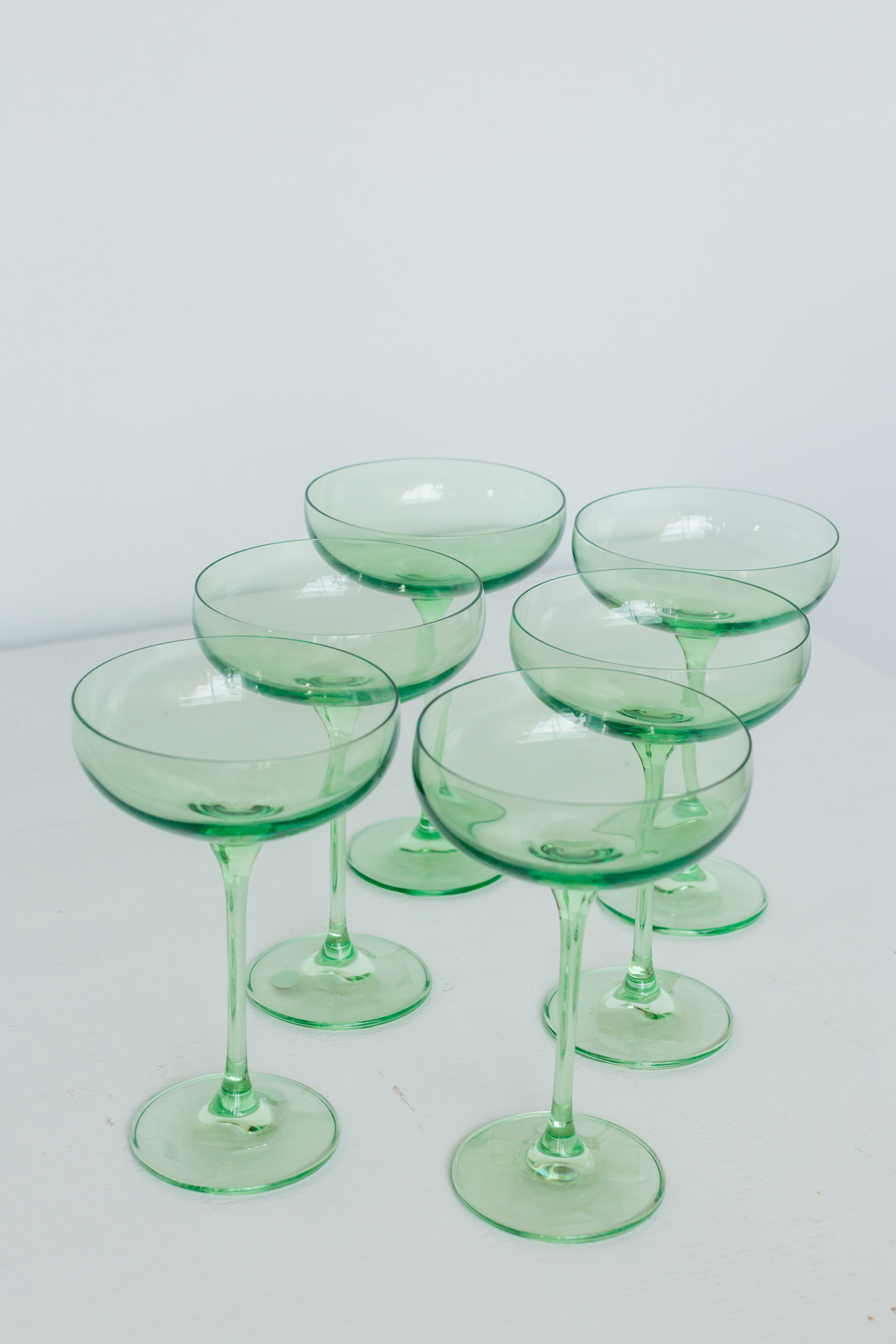 Vintage Wide-bowl Stemmed Champagne Coupe Glass Set of 6