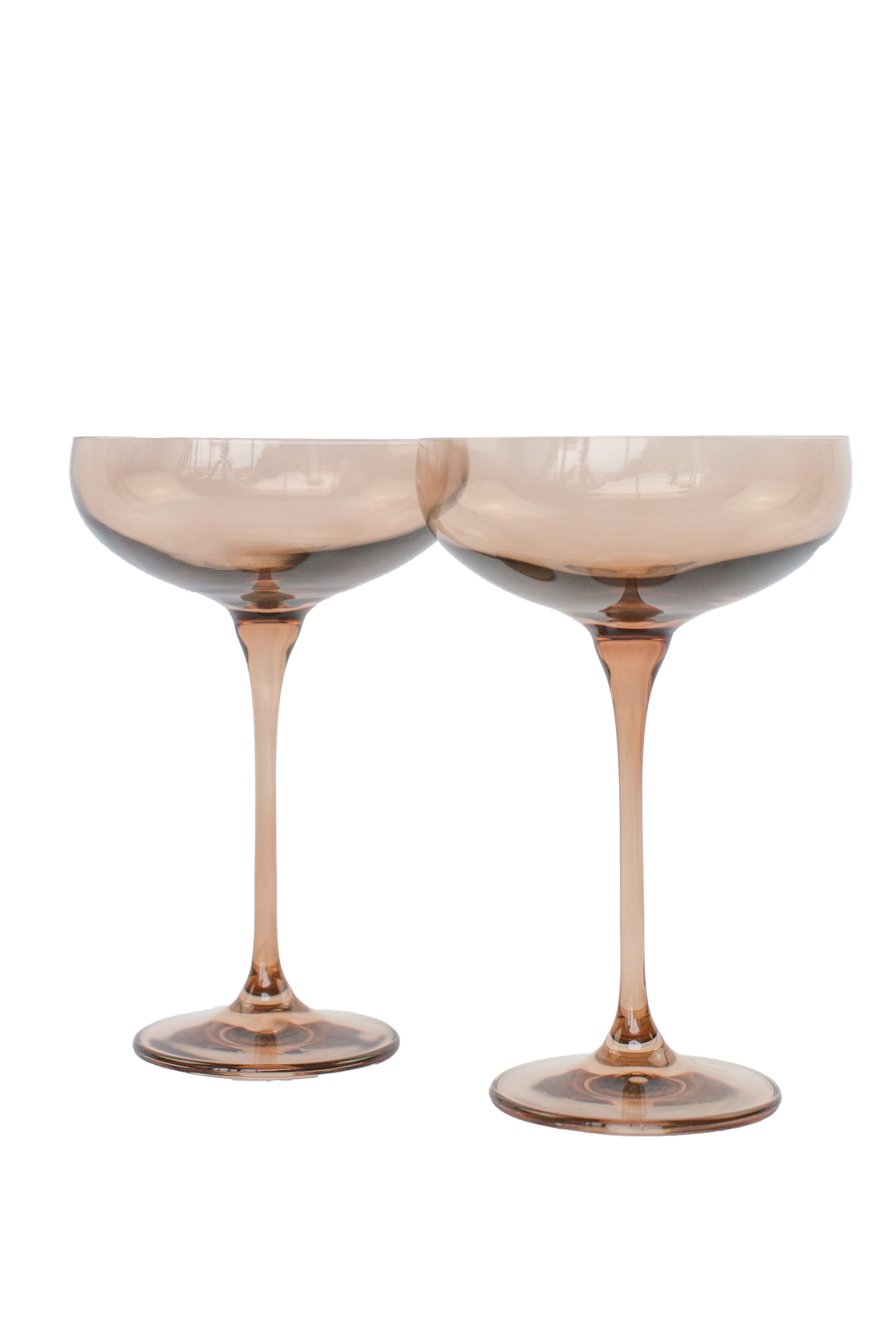 Tinted Minimalist Stemmed Champagne Coupe Glass Set of 2