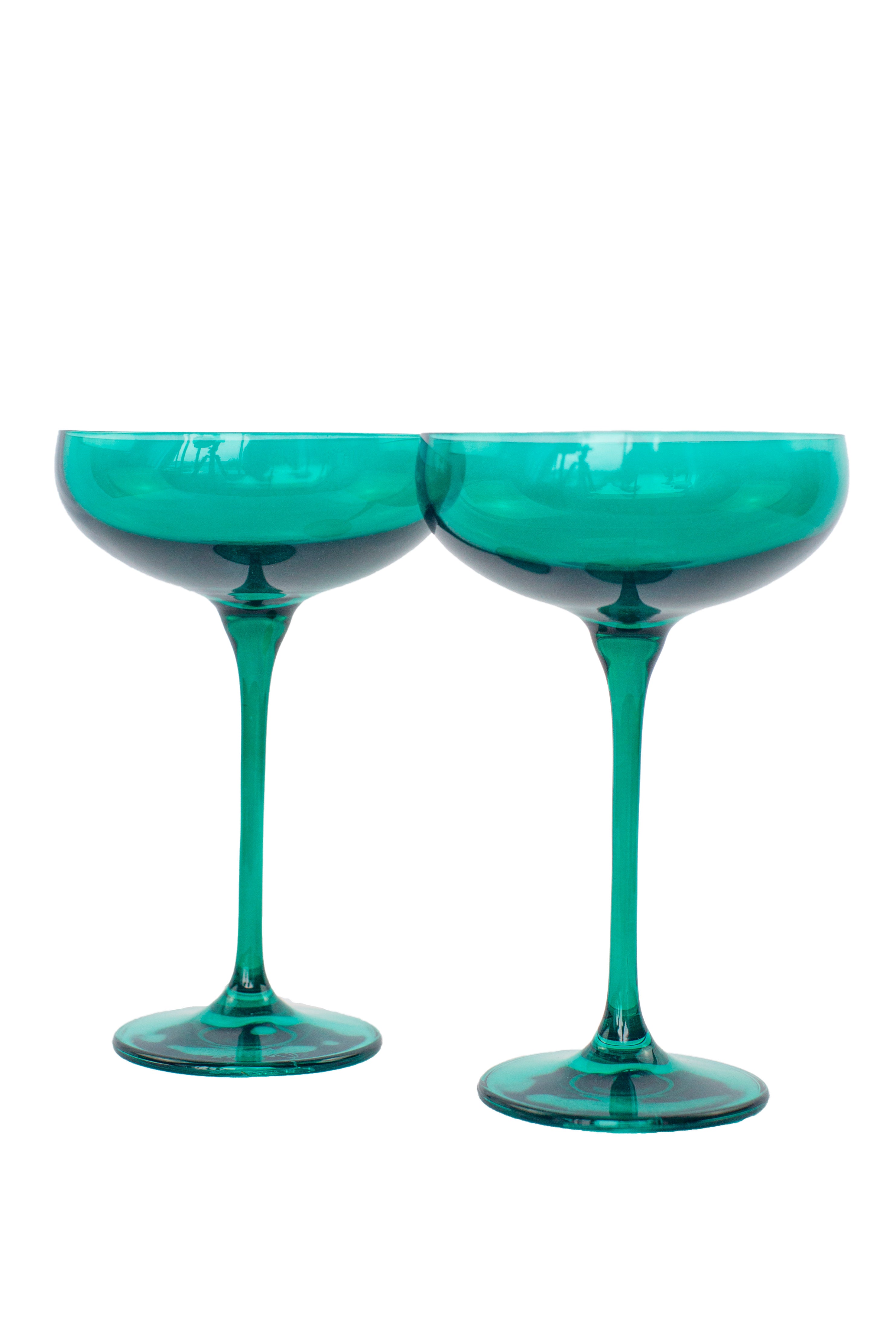 Modern Seamless Stemmed Champagne Coupe Glass Set of 2