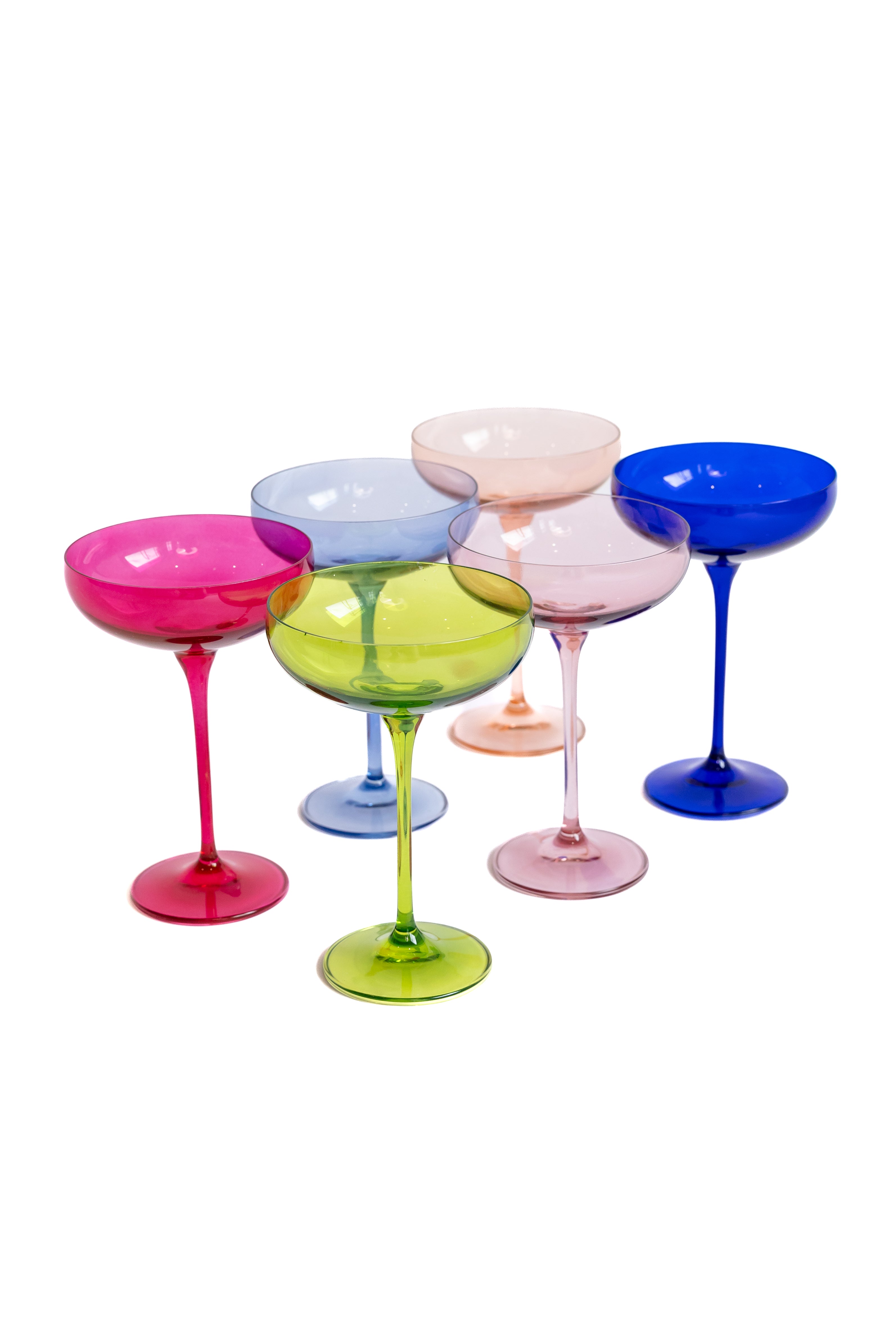 Classic Multi - colored Champagne Coupe Glass Set of 6
