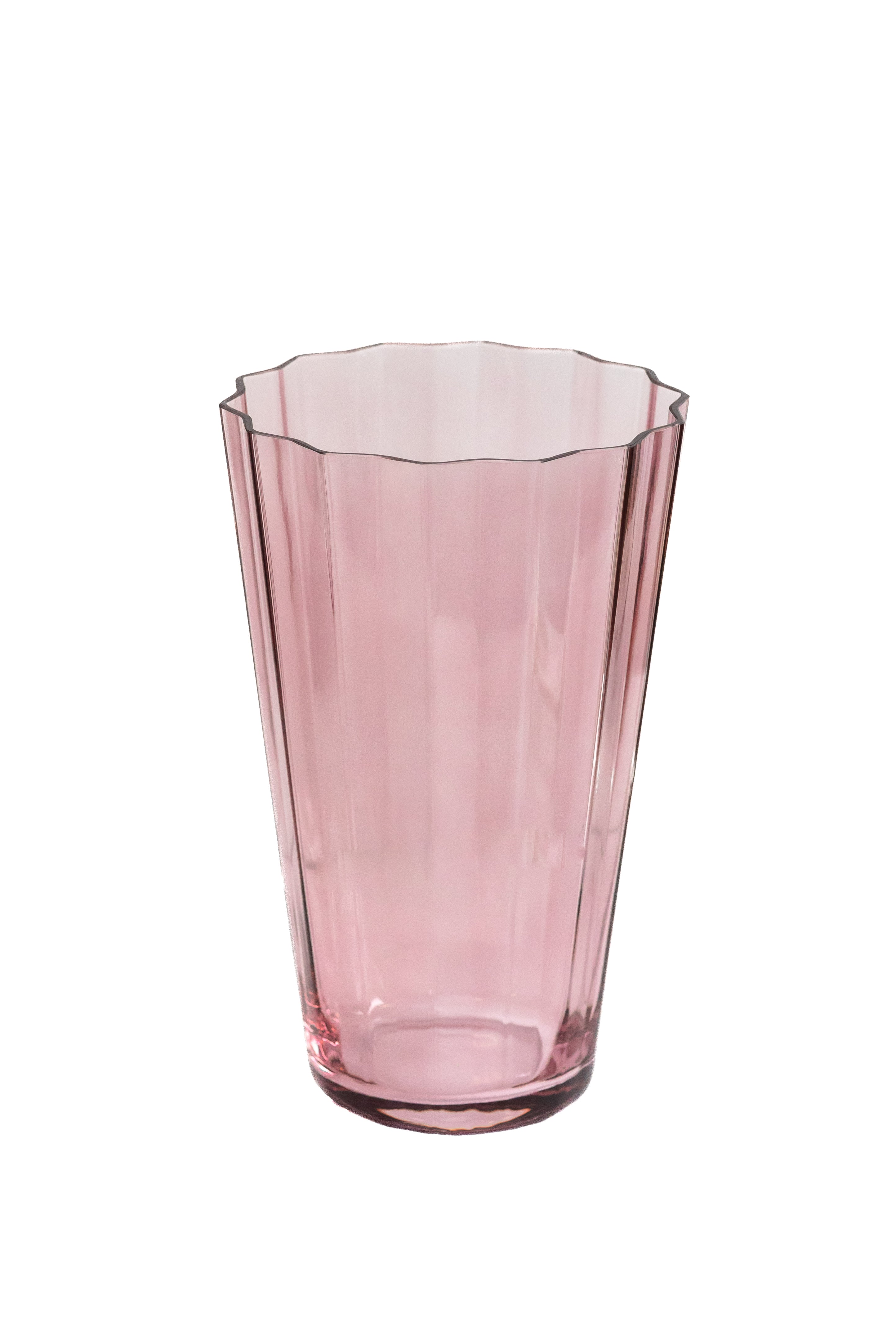 Scalloped-rim Vertically-fluted Decorative Glass Vase
