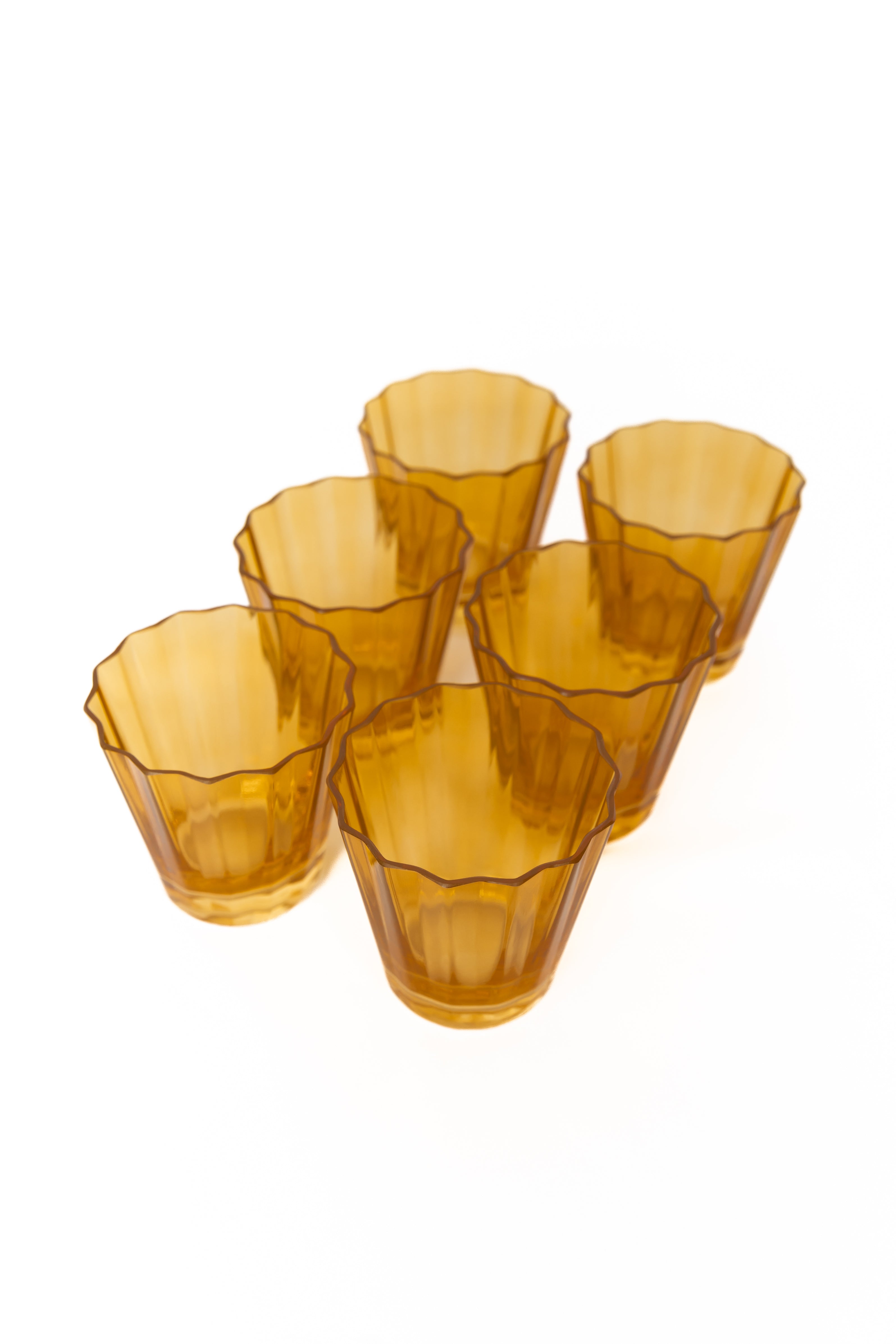 Scalloped-Rim Fluted Tapered-Base Drinking Glass Set of 6