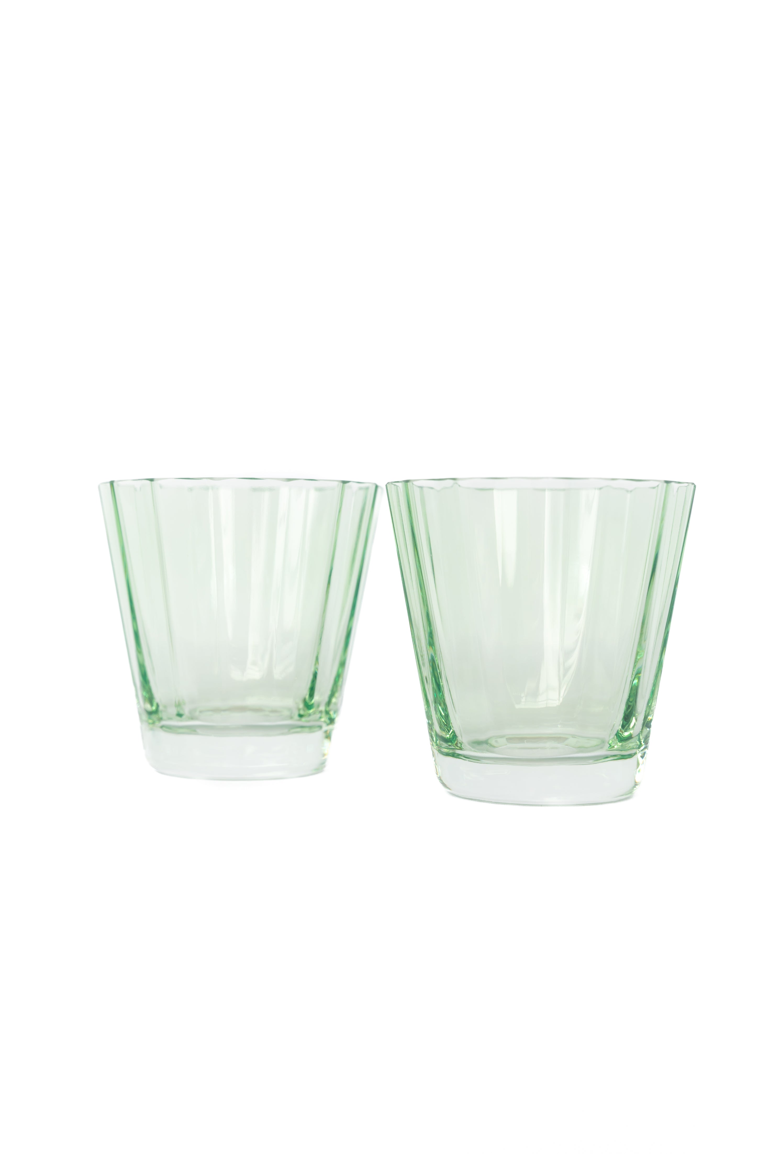 Vertically-fluted Scalloped-Rim Low Ball Glass Set of 2