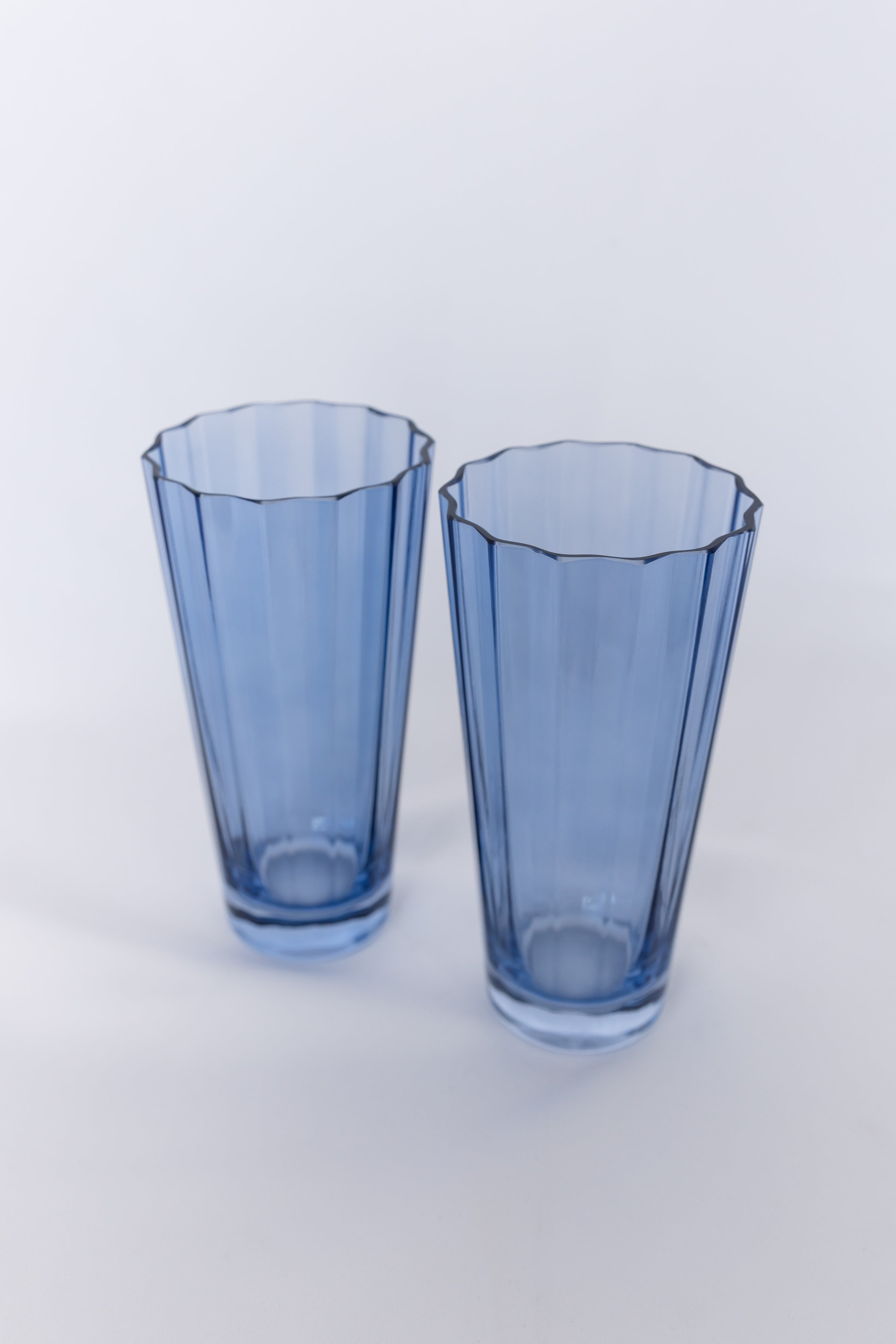 Faceted Scalloped-Rim Drinking Glass Set of 2