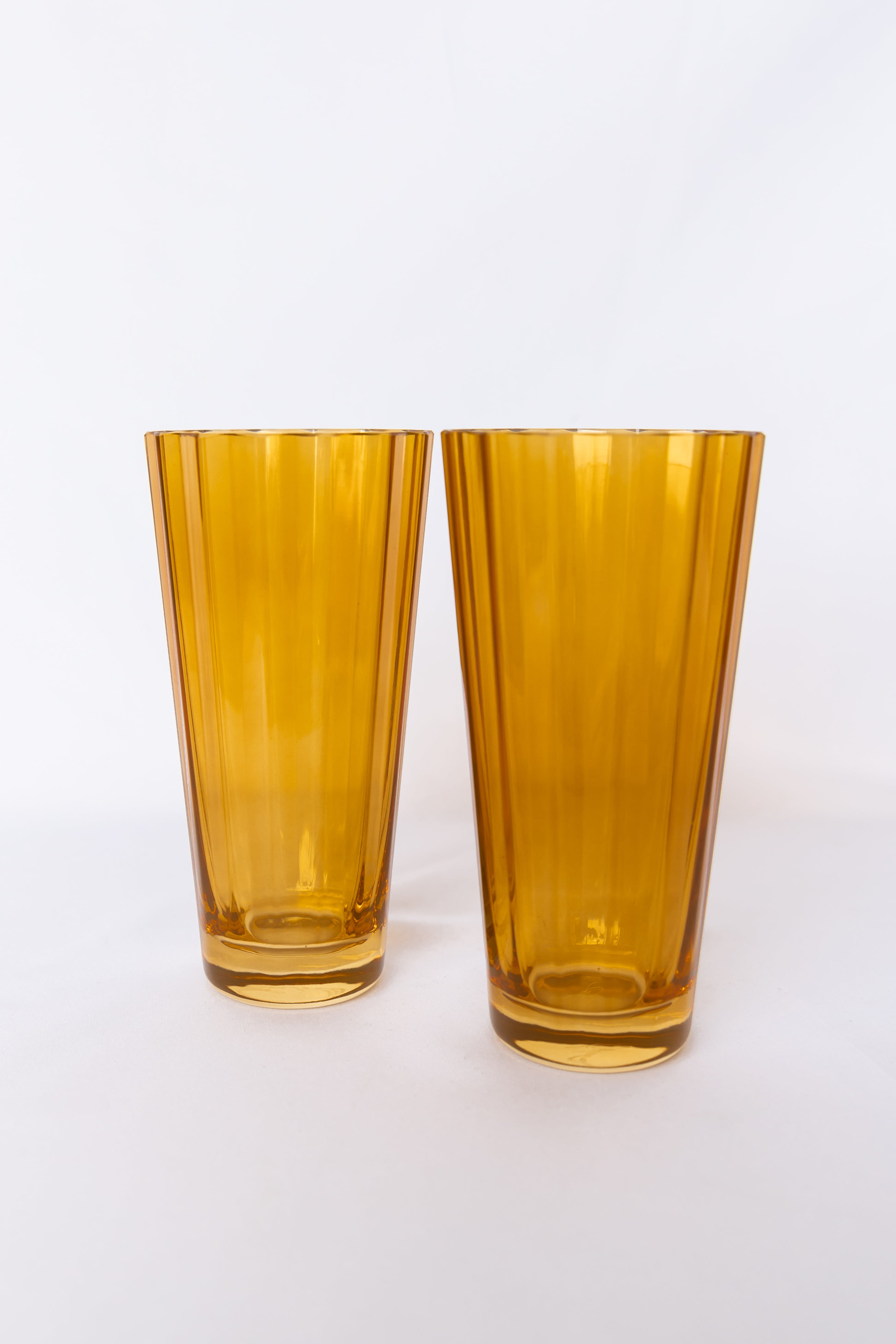 Scalloped - Rim Fluted Decorative Glass Vase Set of 2