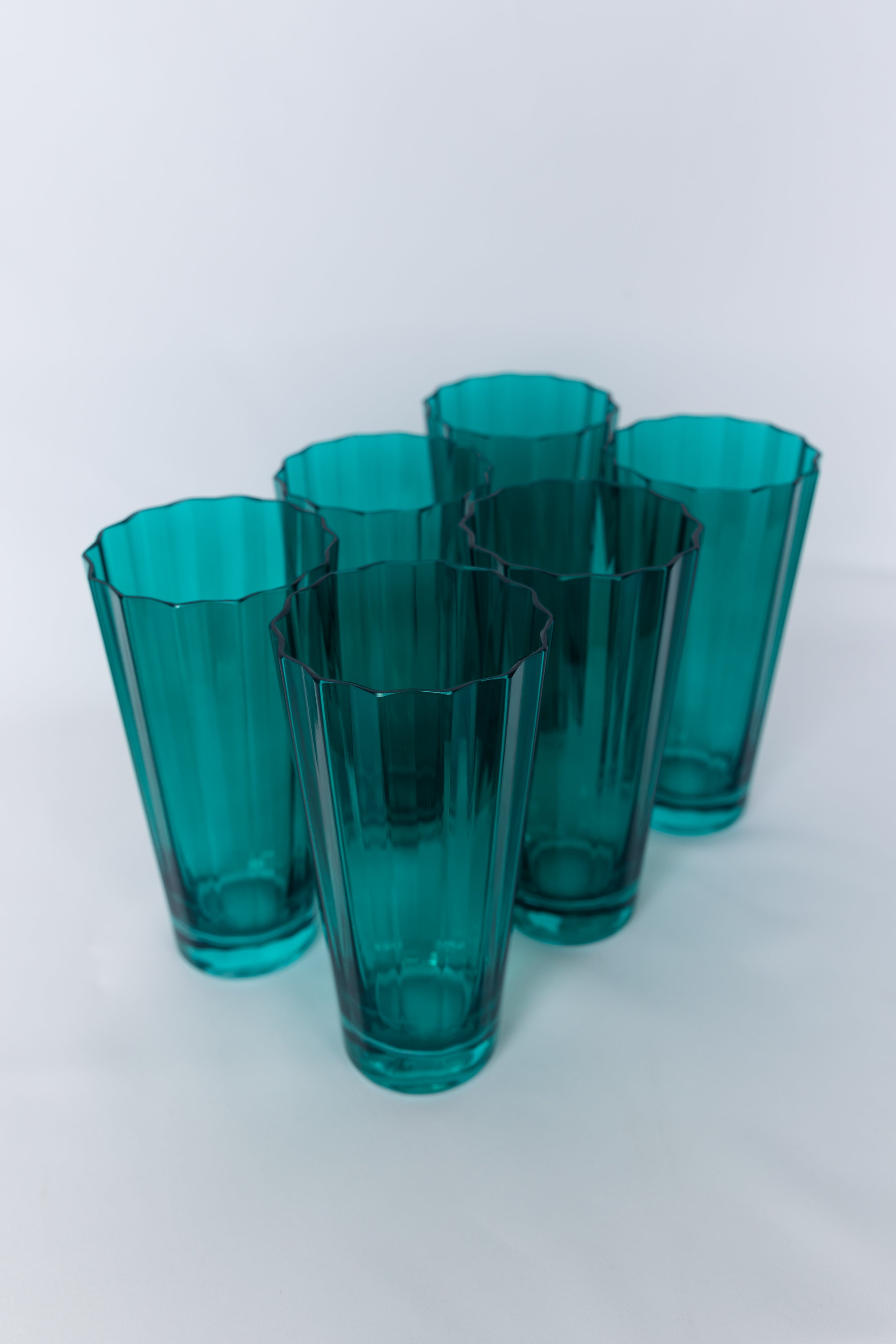 Scalloped-Rim Vertically-Fluted Highball Glass Set of 6