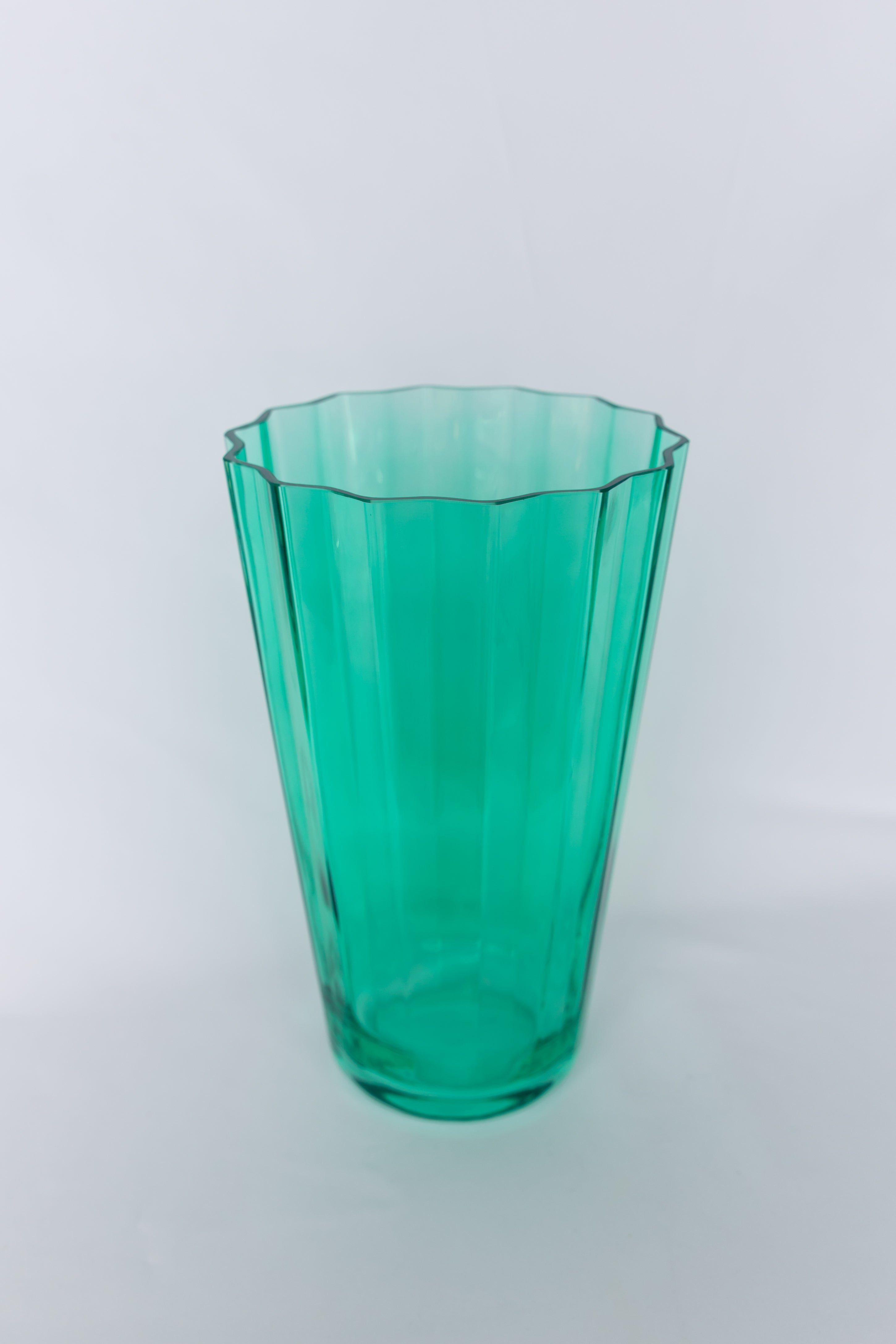 Scalloped - Rim Fluted Decorative Glass Vase
