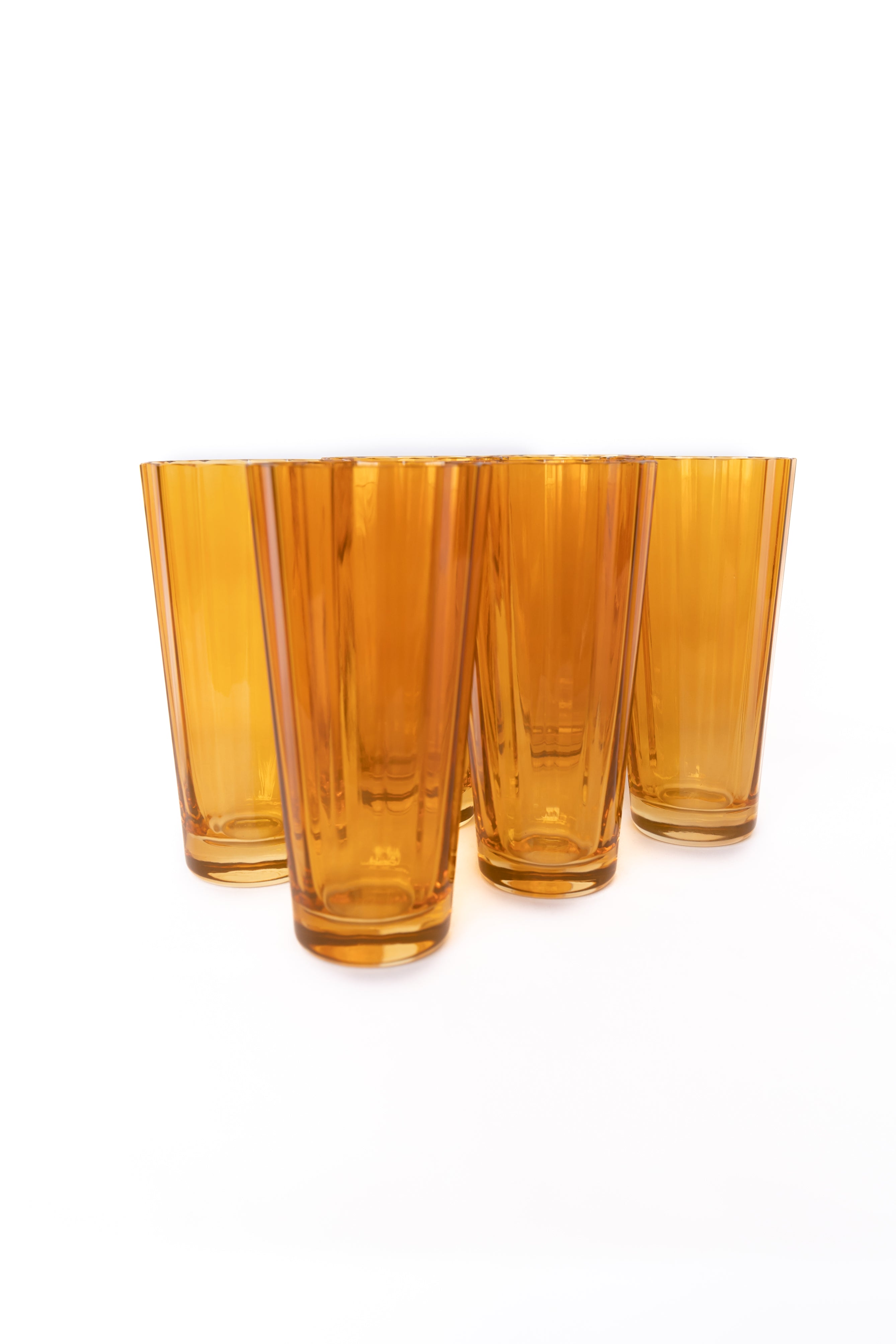 Scalloped-Rim Fluted Highball Glass Set of 6