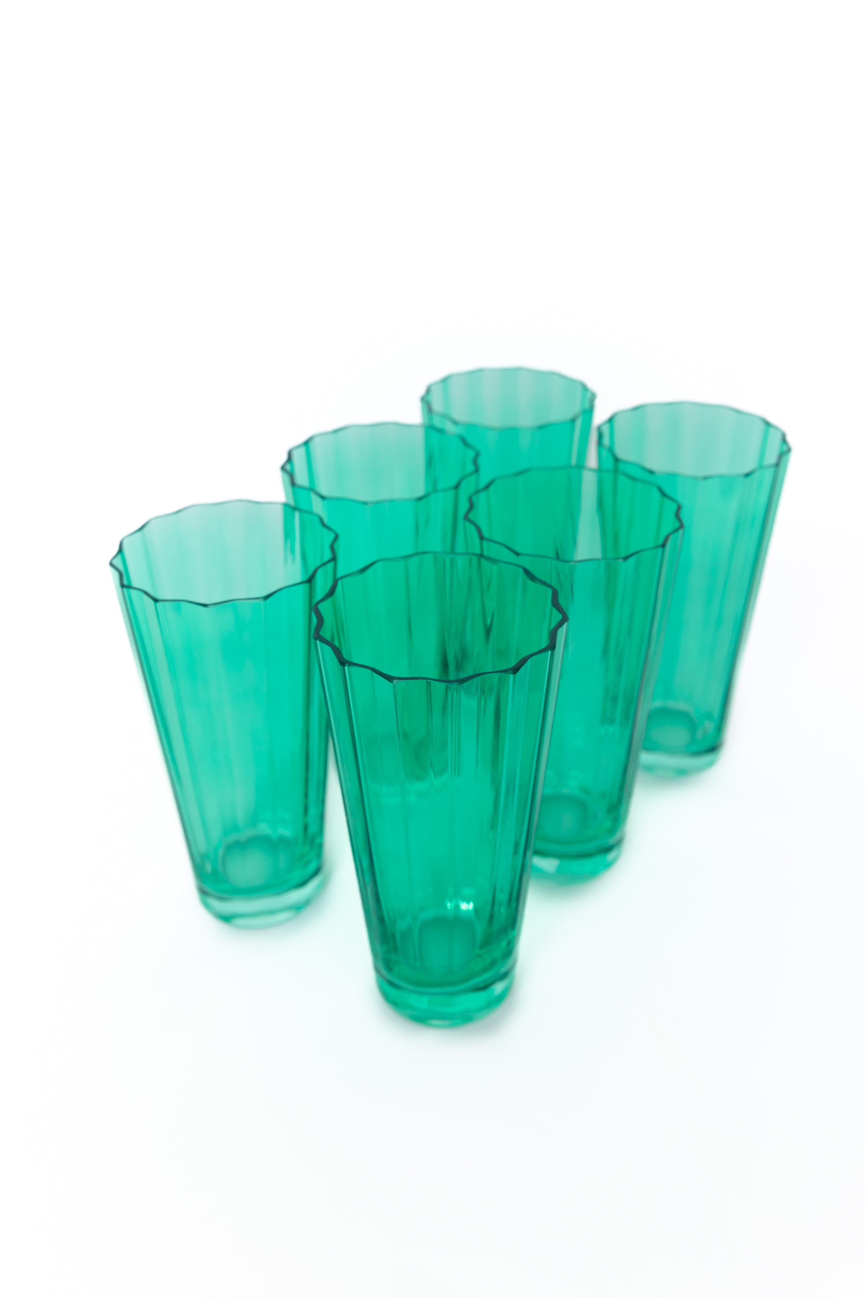 Scalloped - Rim Fluted Tapered Highball Glass Set of 6