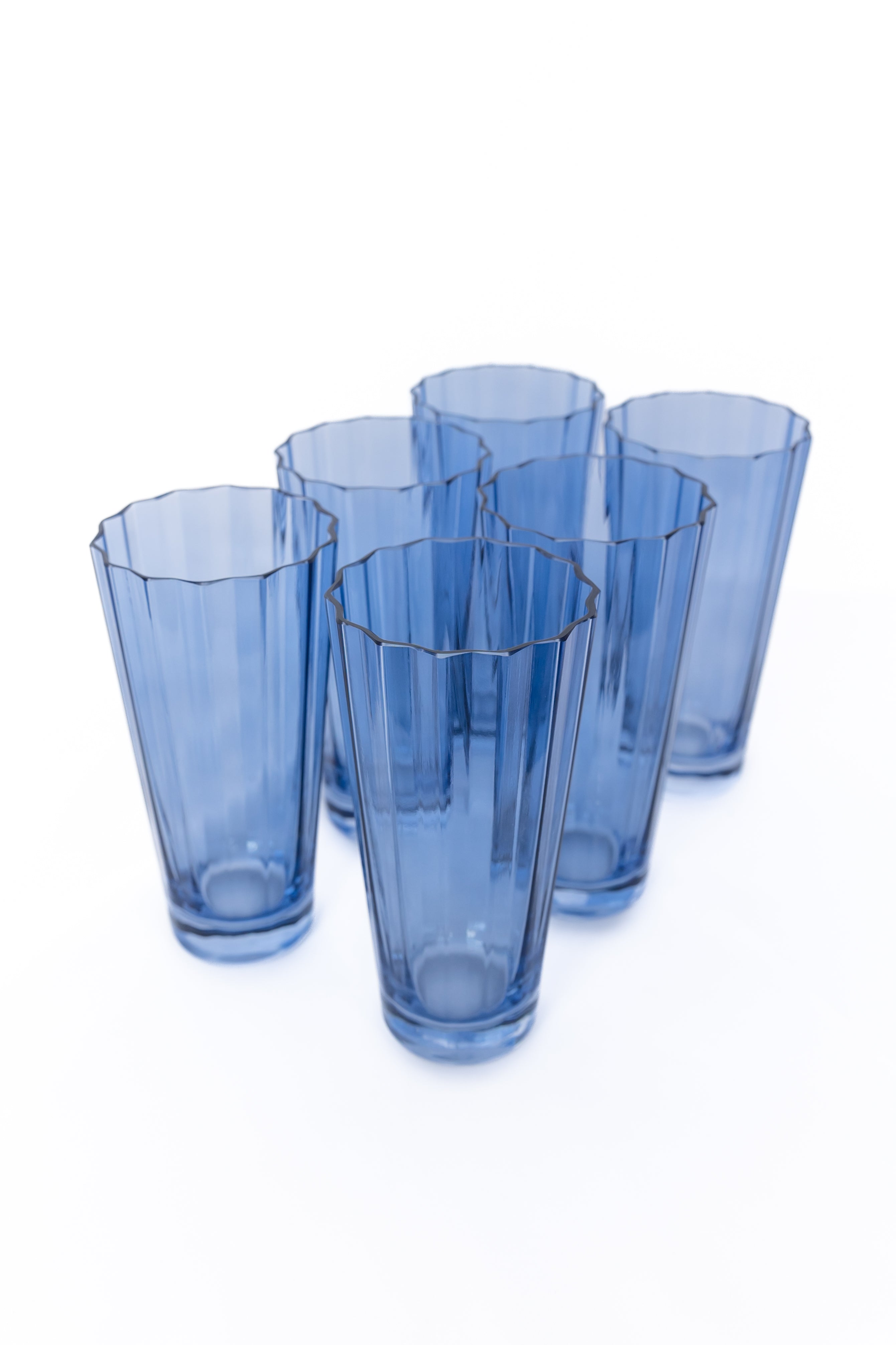 Vertically-fluted Scalloped-Rim Highball Glass Set of 6