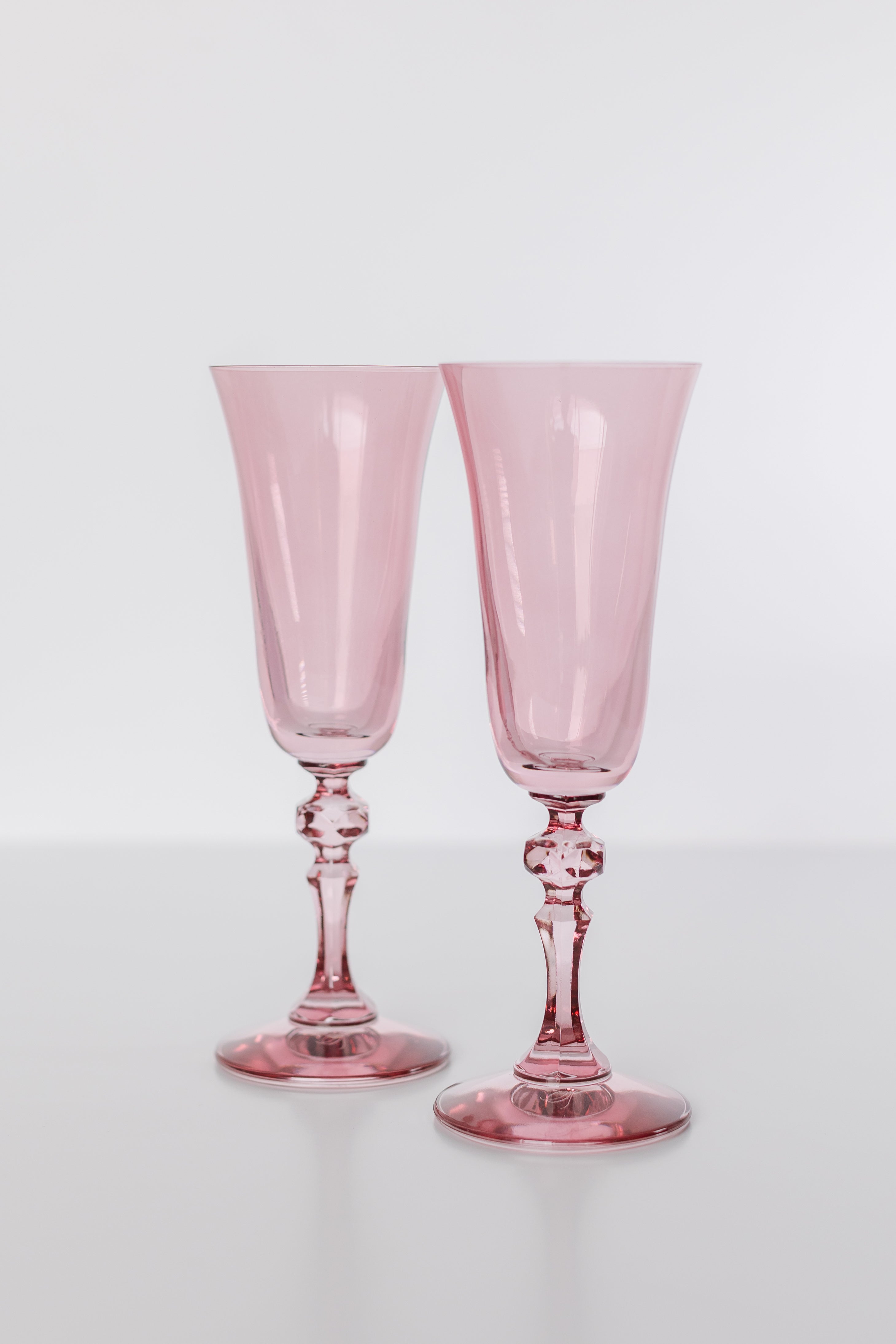 Art Deco Faceted-Stem Flared-Bowl Stemmed Drinking Glass Set of 2