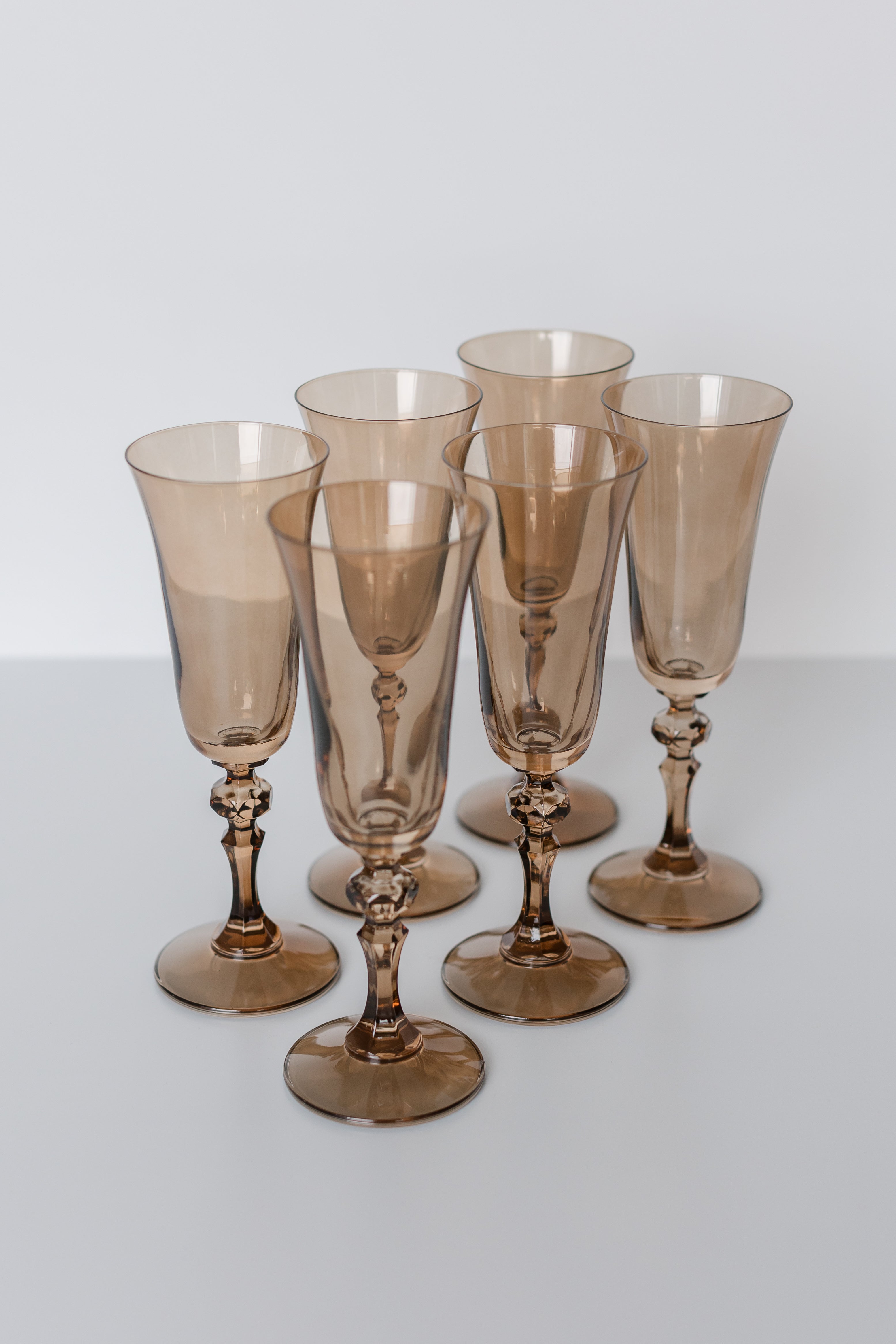 Faceted-Stem Flared Drinking Glass Set of 6