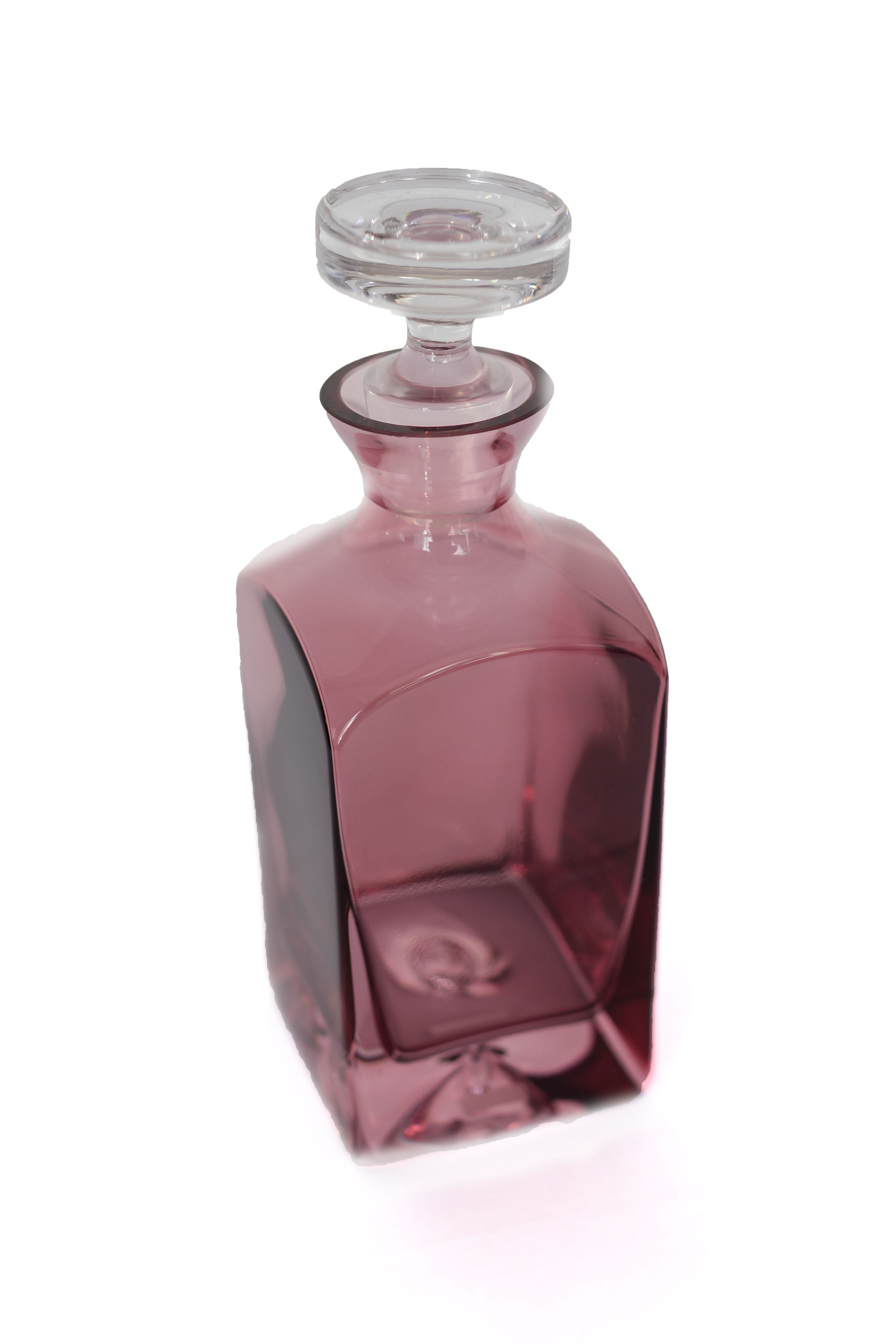 Rectangular Prism Glass Decanter with Curved Indentation
