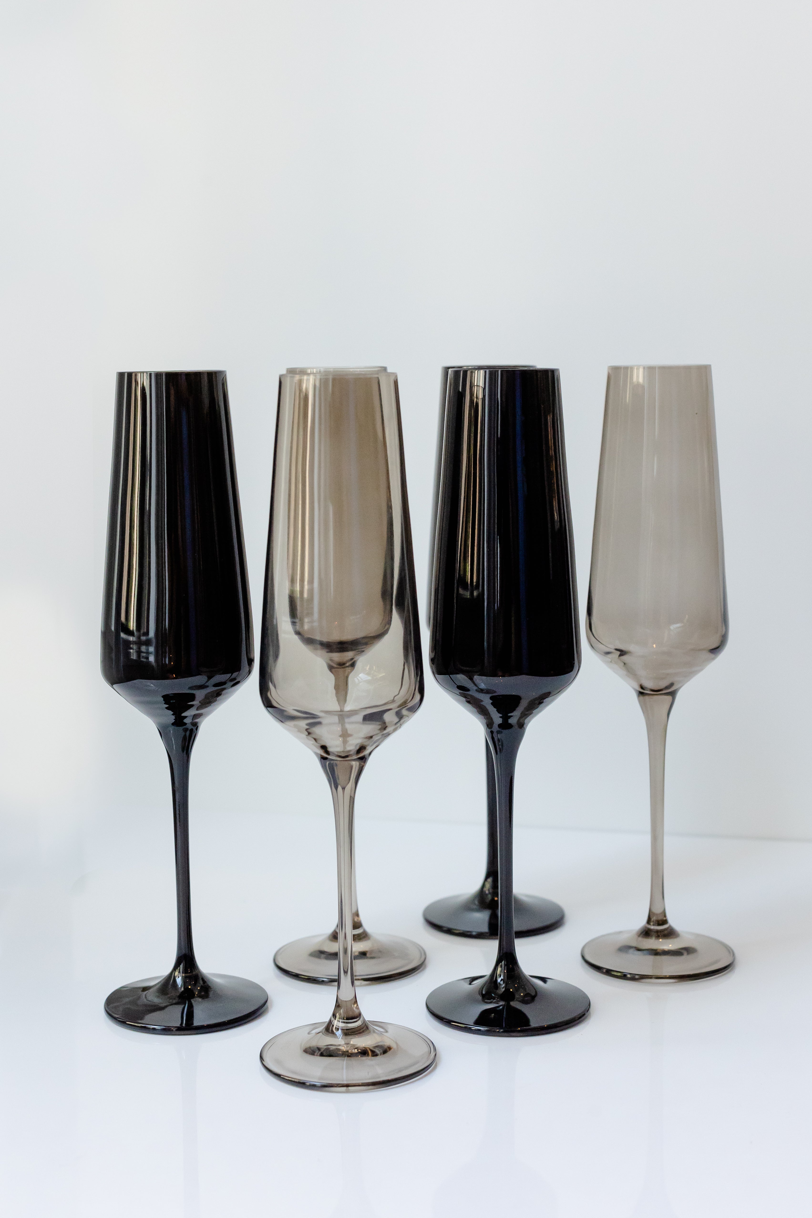 Glossy-finish Modern Flared-Rim Champagne Flute Set of 6