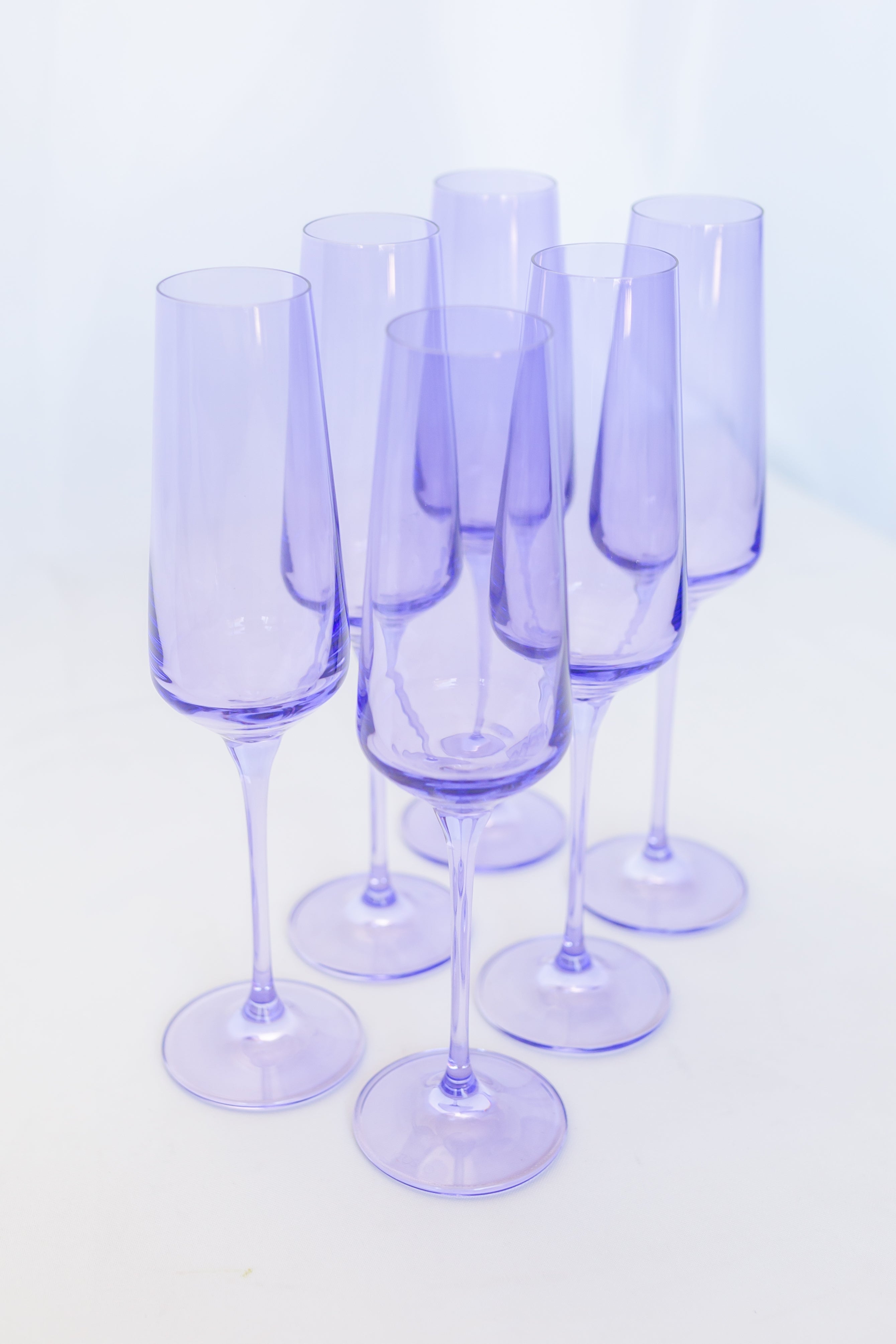 Sleek-curved Minimalist Stemmed Champagne Flute Set of 6