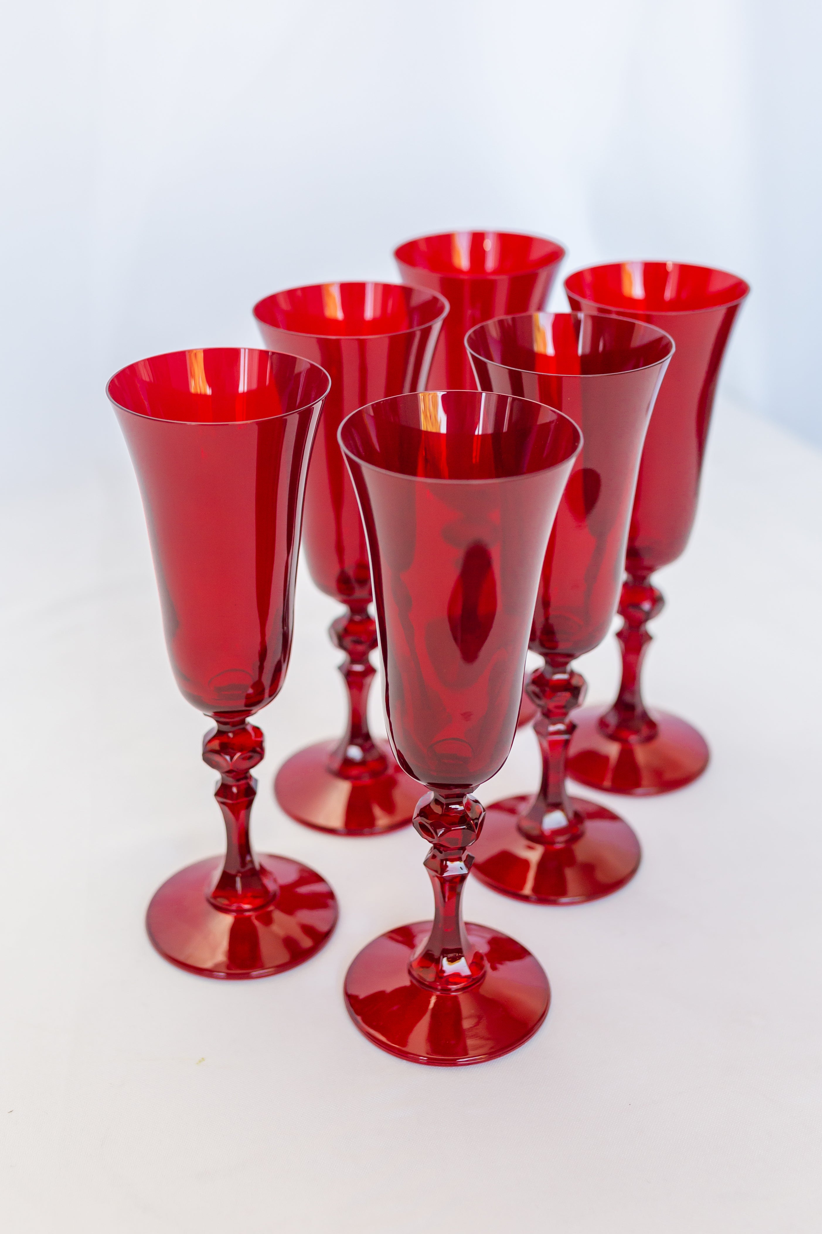Knop-decorated Stemmed Champagne Flute Set of 6