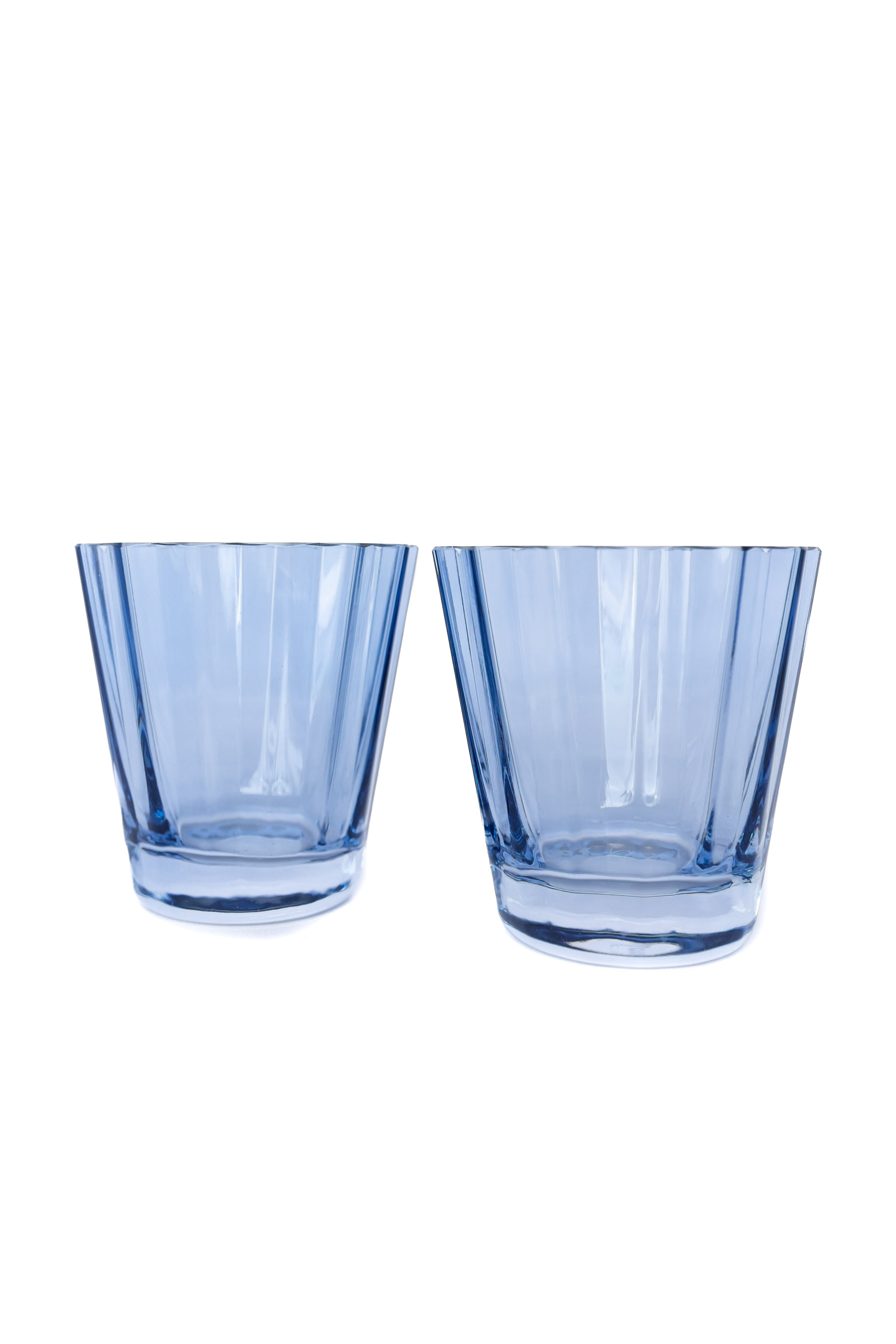 Faceted Wide-Base Glass Tumbler Set of 2