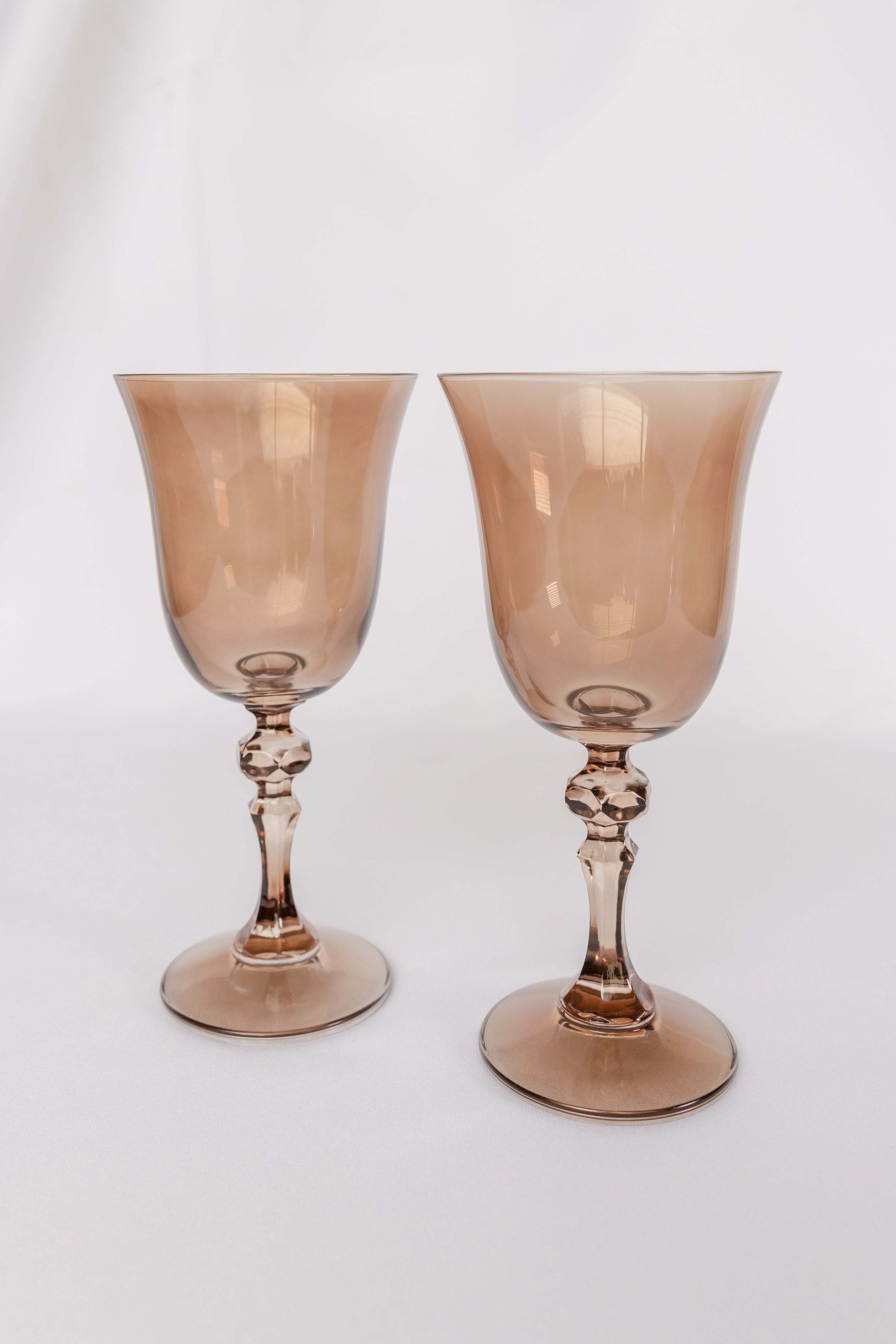 Faceted-stem Wide-bowl Wine Goblet Set of 2
