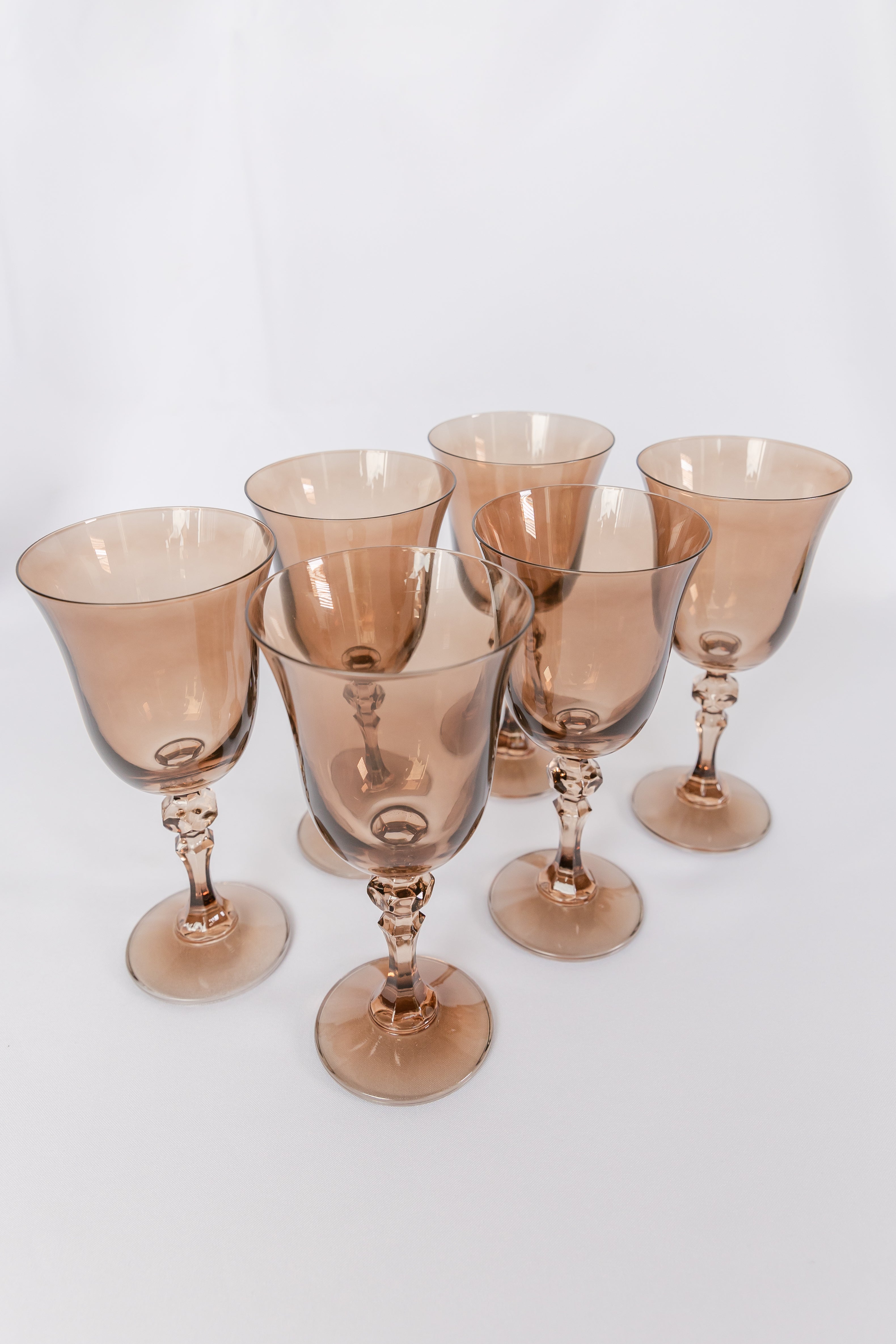 Faceted-Knob Classic Stemmed Flared-Bowl Wine Goblet Set of 6